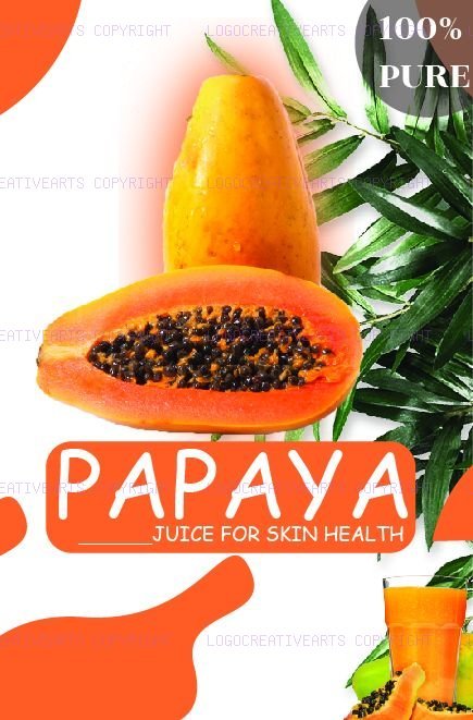 Vibrant organic papaya packaging box wrap design featuring custom fruit vector graphics